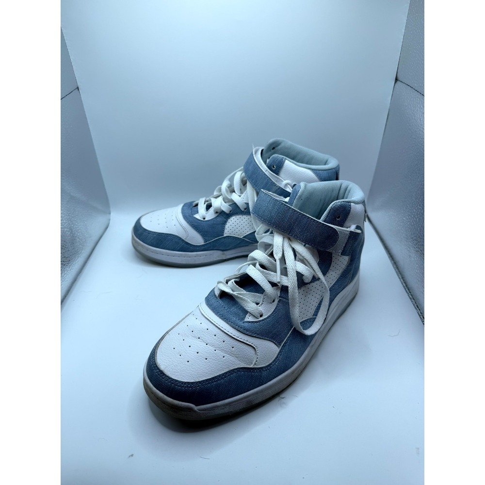 AND1 Womens 9 Sneaker Blue White‎ Leather High Top Basketball Athletic Shoes